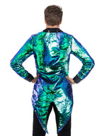 Unisex Sequin Tailcoat Jacket, Blue & Green
