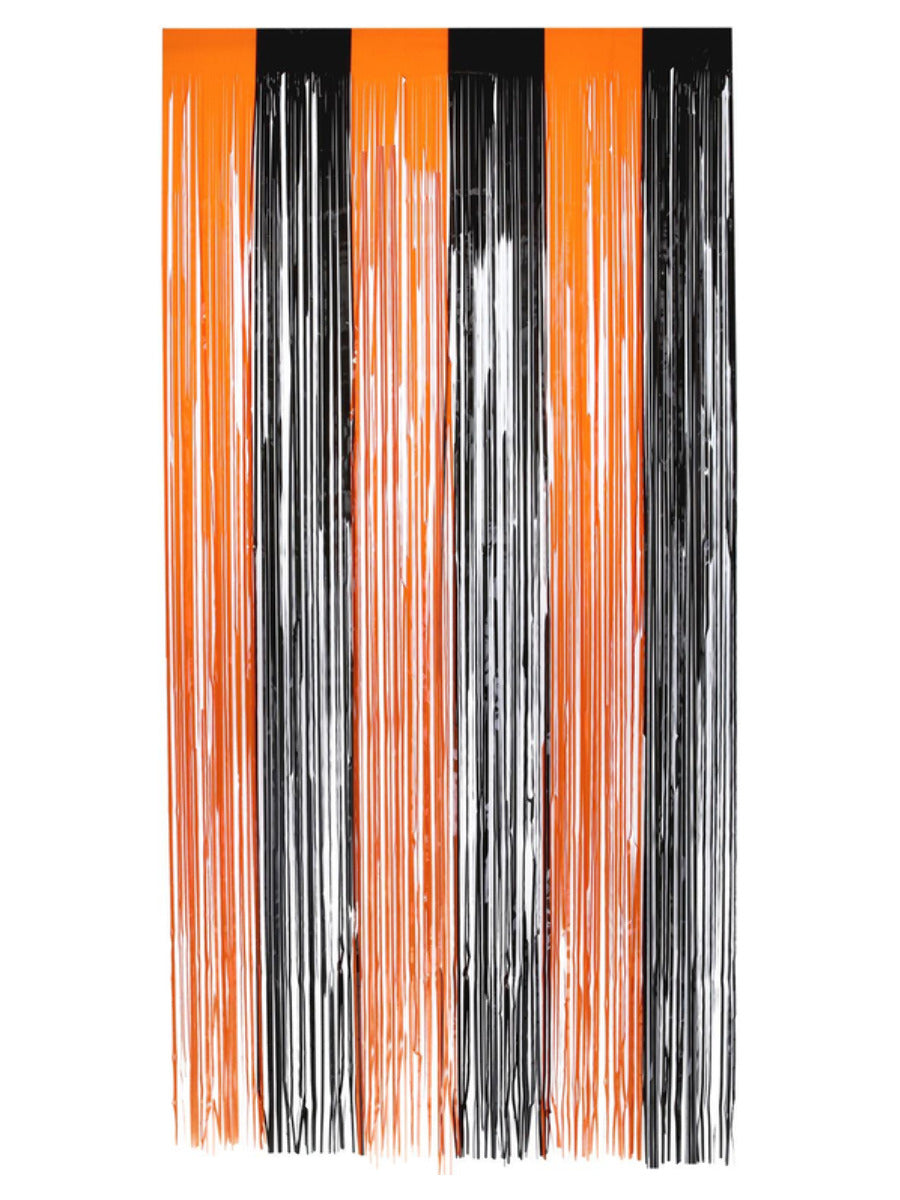 Matt Fringe Curtain Backdrop, Orange & Black