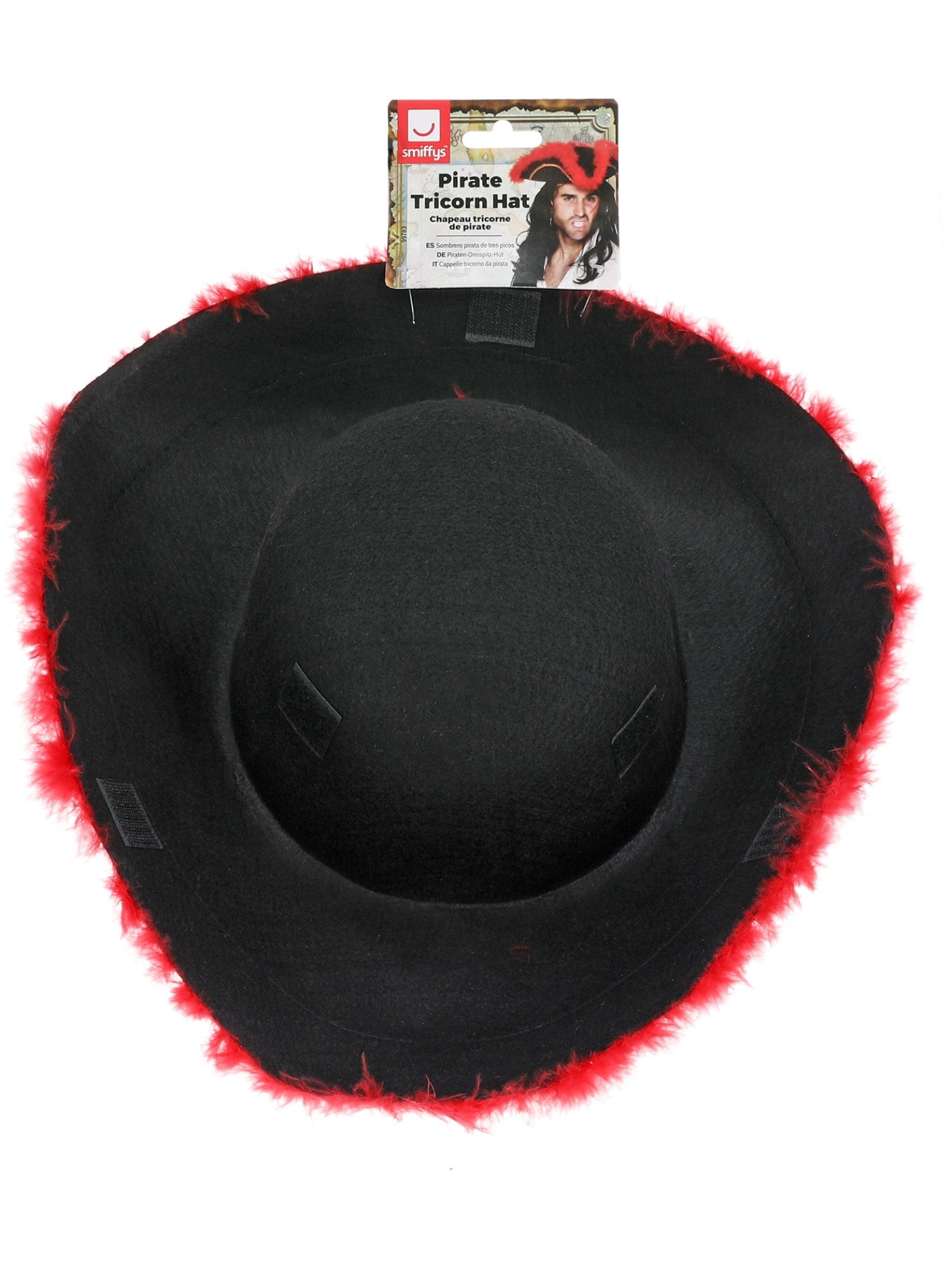 Pirate Tricorn Hat, Red Feather