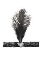 Black Flapper Headband With Crystal Heart Costume Accessory