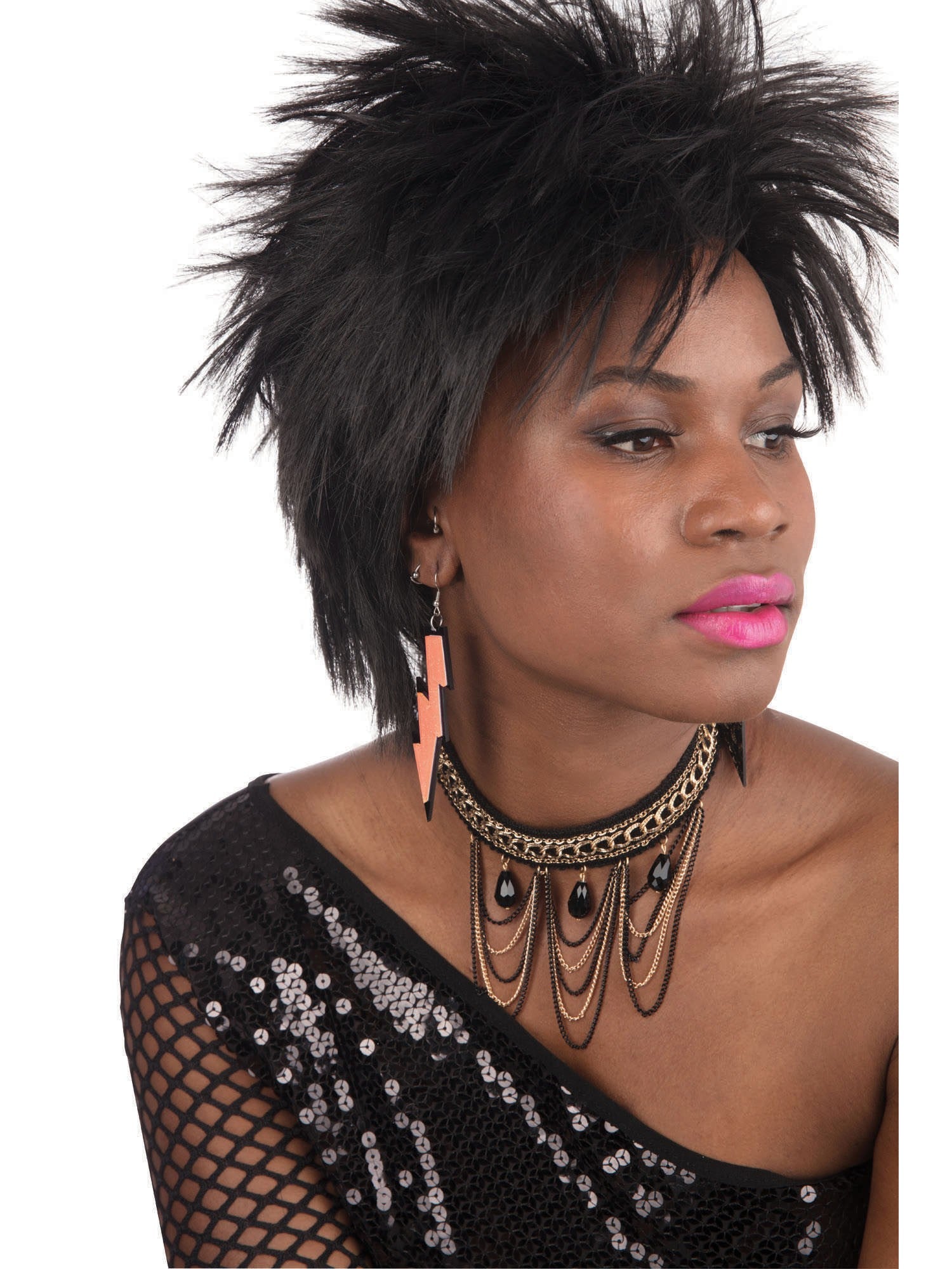 Orange 80's Rave Earrings Costume Accessory