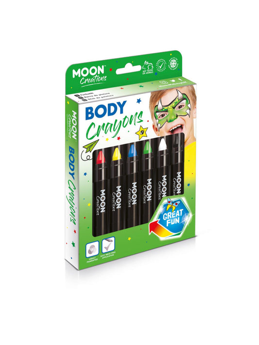Moon Creations Body Crayons, Assorted, 3.2g Boxset Primary