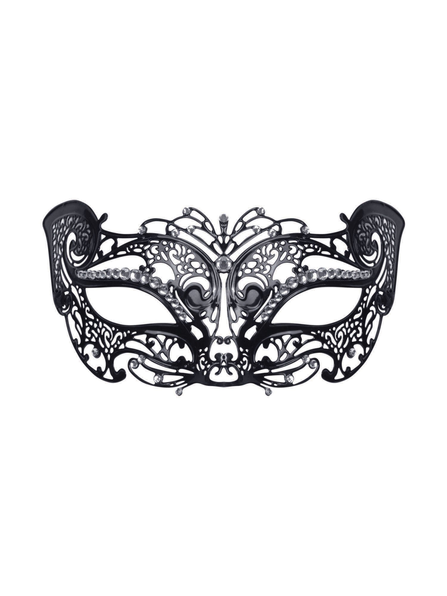 Metal Filigree Cat Mask with Stone