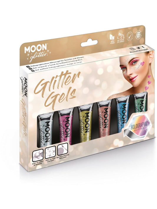 Moon Glitter Holographic Fine Glitter Gel,Assorted, Boxset, 12ml
