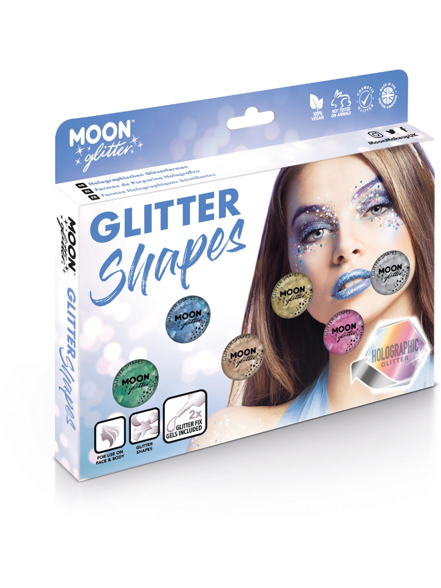 Moon Glitter Holographic Glitter Shapes, Assorted, Boxset, 3g
