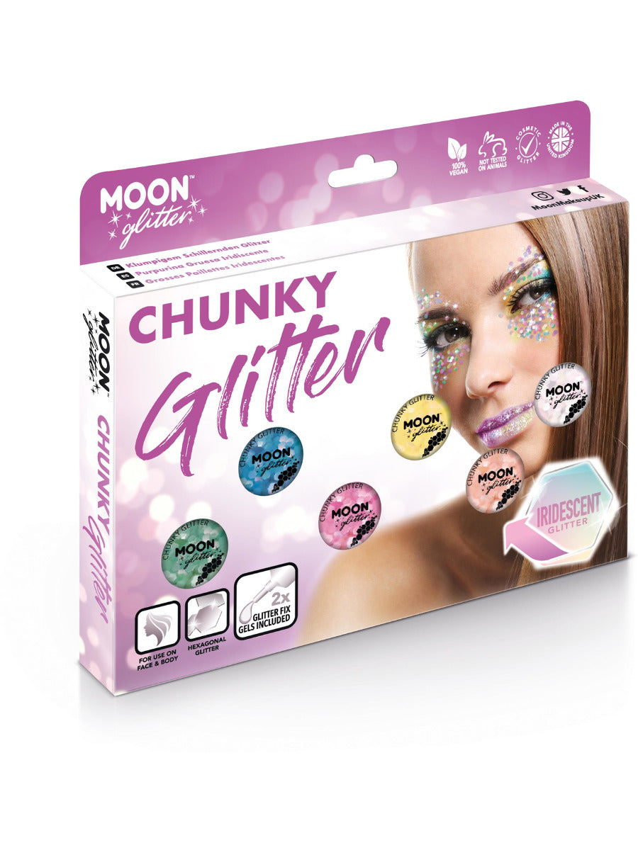 Moon Glitter Iridescent Chunky Glitter, Assorted, Boxset, 3g
