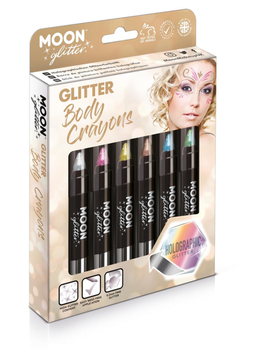Moon Glitter Holographic Body Crayons, Assorted, Boxset, 3.2g