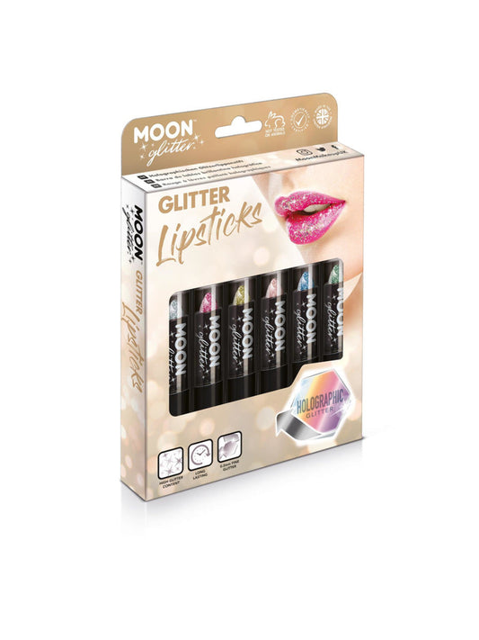 Moon Glitter Holographic Glitter Lipstick,Assorted, Boxset, 4.2g