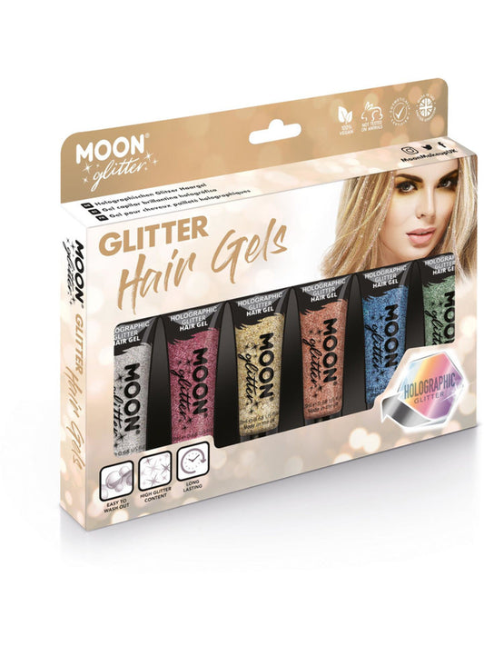 Moon Glitter Holographic Glitter Hair Gel, Assorted, Boxset, 20ml