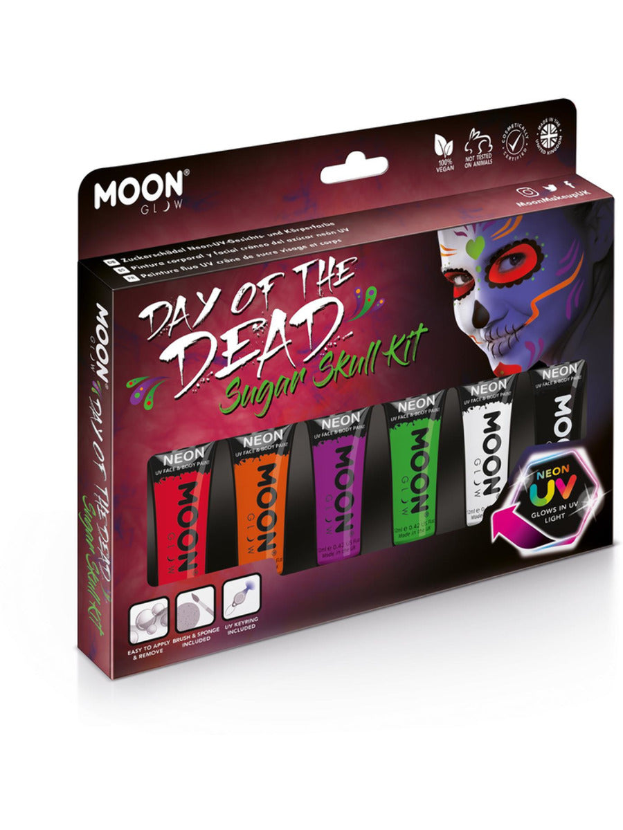 Moon Glow Intense Neon UV Face Paint, Assorted, 12ml each, Sugar Skulls Boxset