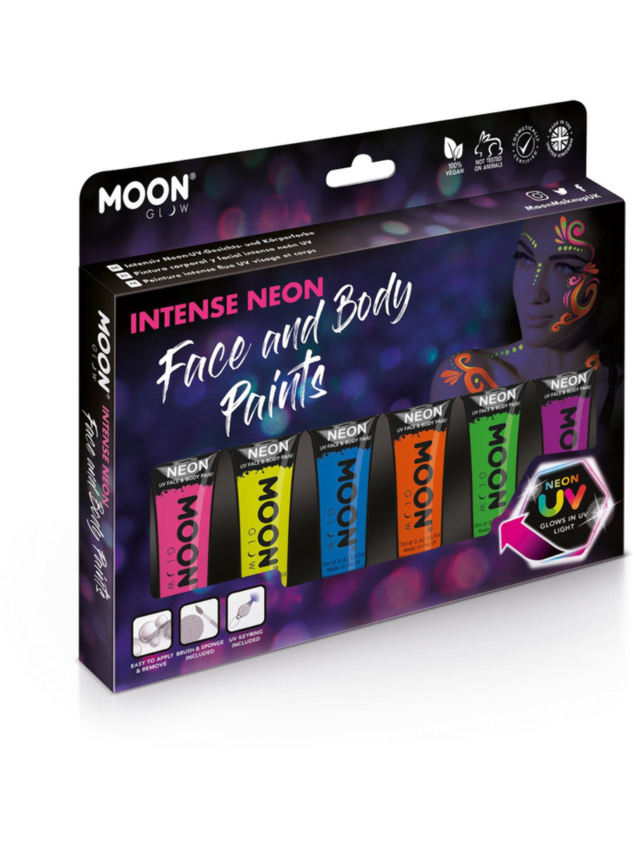 Moon Glow Intense Neon UV Face Paint, Assorted, 12ml each, Boxset