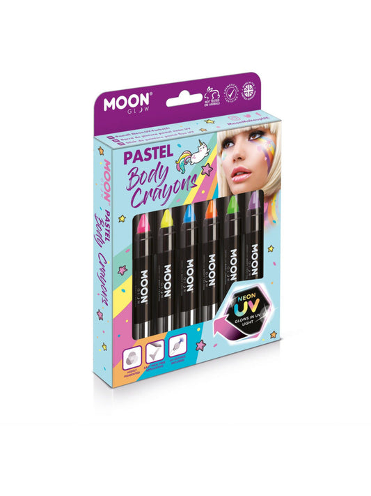 Moon Glow Pastel Neon UV Body Crayons, Assorted, Boxset, 3.2g