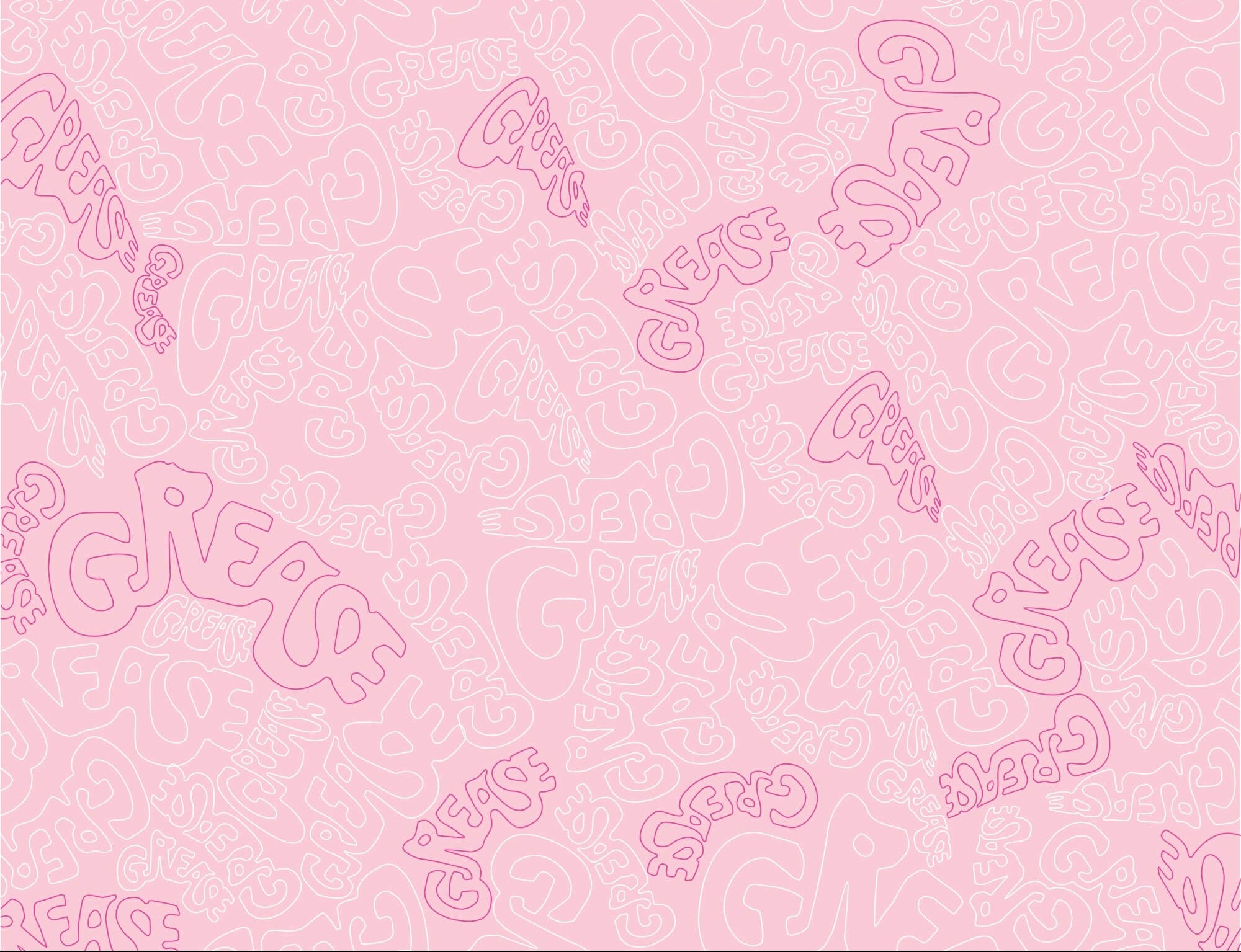 Pink background with 'GREASE' text pattern