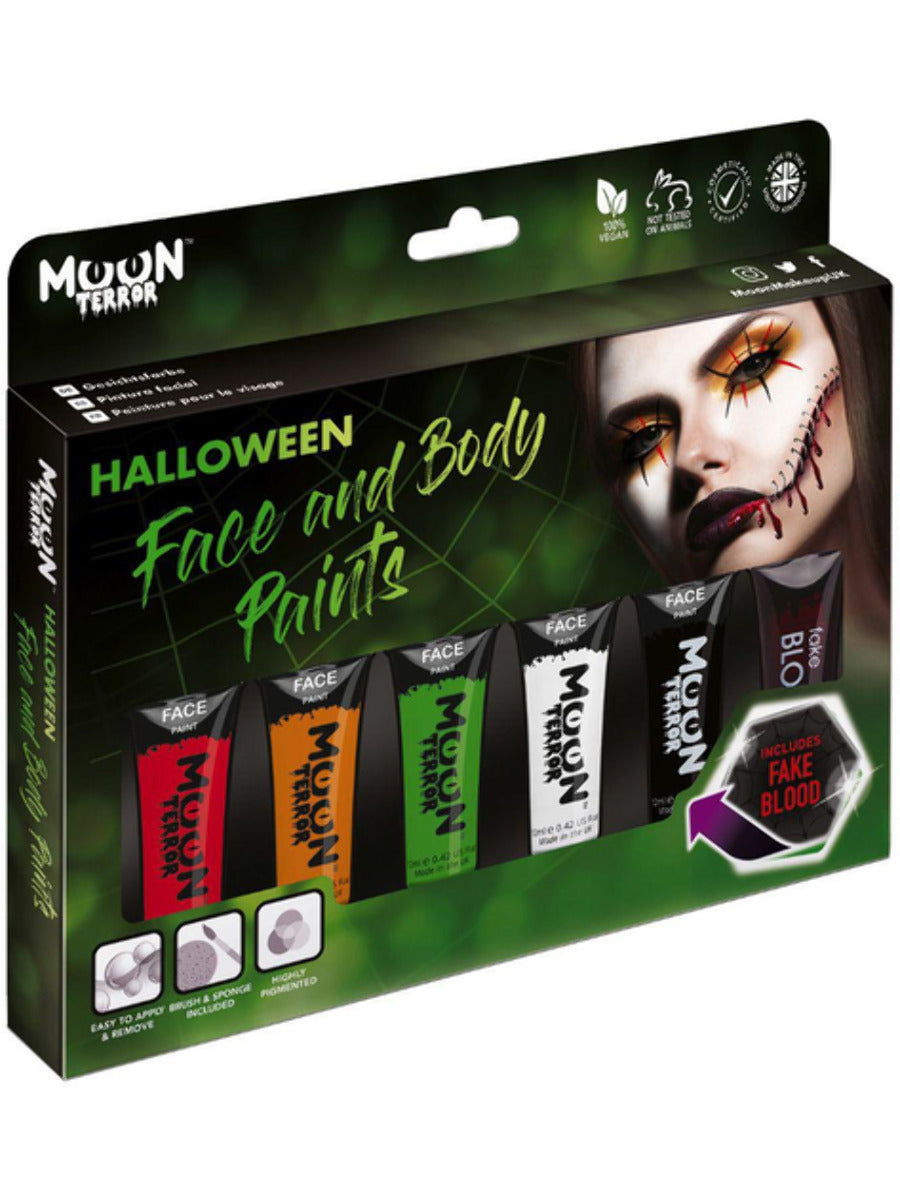 Moon Terror Halloween Face & Body Paint, Assorted, Boxset including Blood 12ml