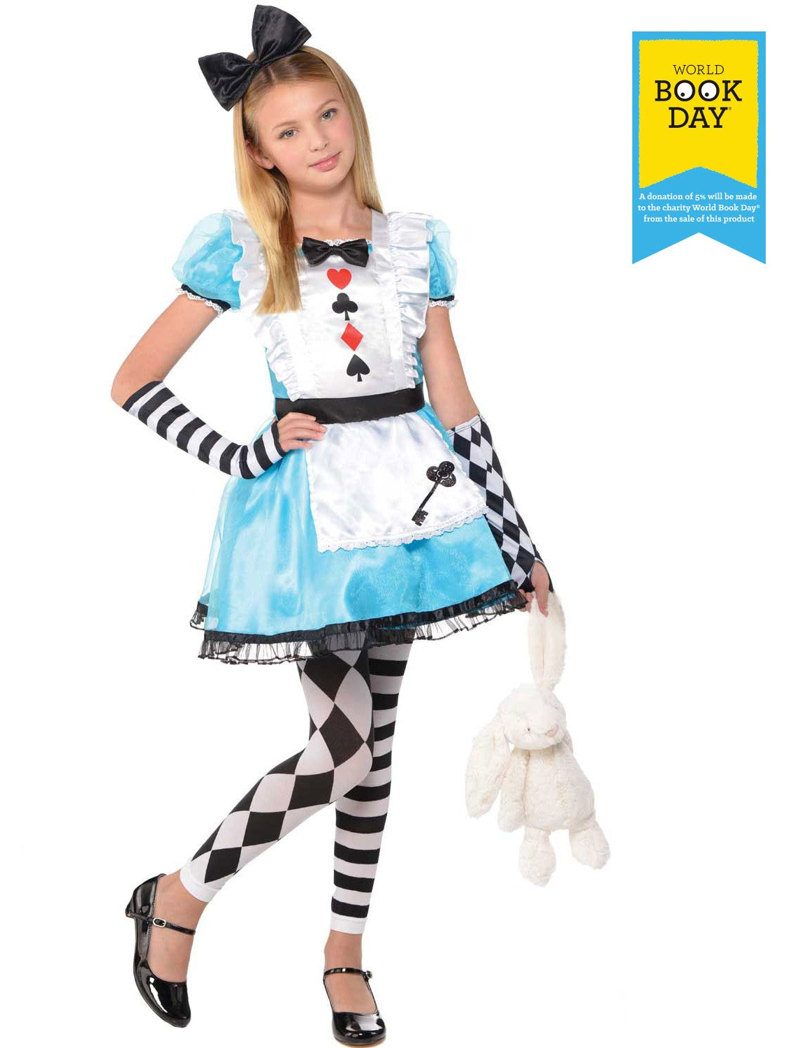Alice Costume, Dress, Headband, Arm Cuffs & Tights