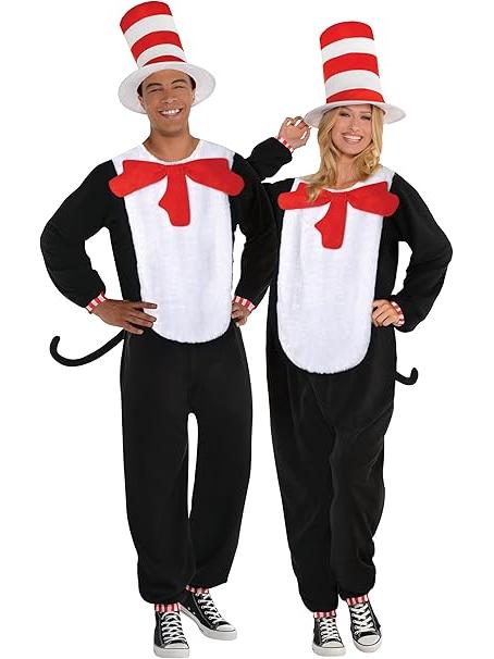 Dr Seuss The Cat in the Hat Jumpsuit Costume, Adul