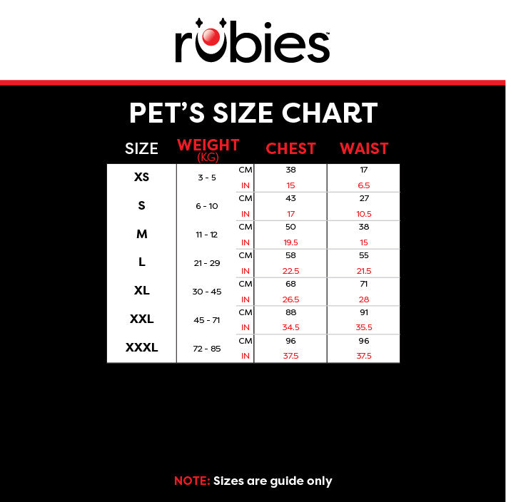 rubies_dog_us size chart