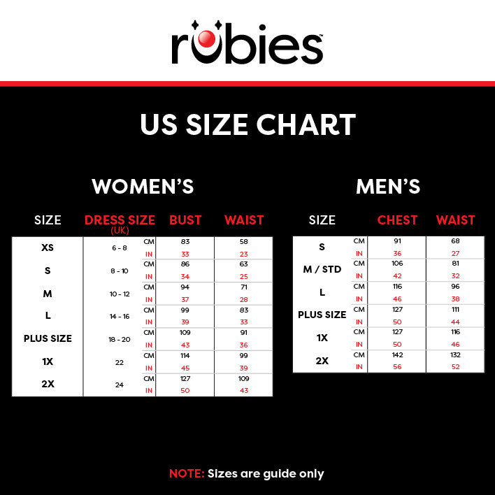 rubies_us_adult size chart