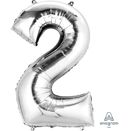 Silver Number 2 Balloon - 34" Foil