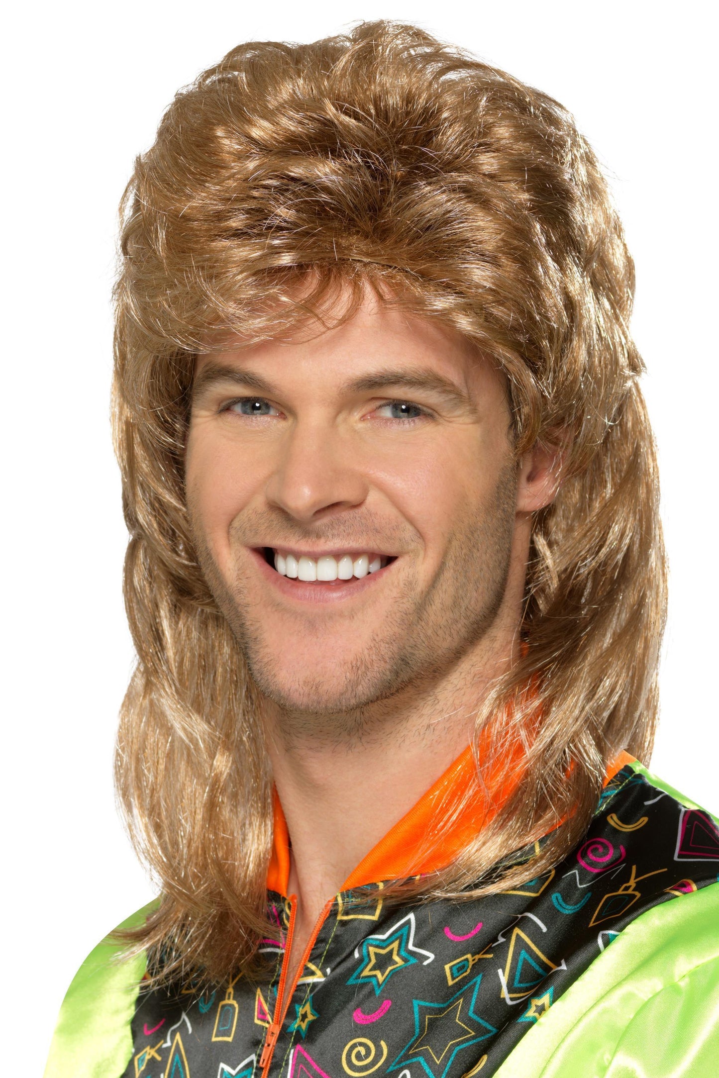 Mullet Wig, Brown, with Blonde Highlights