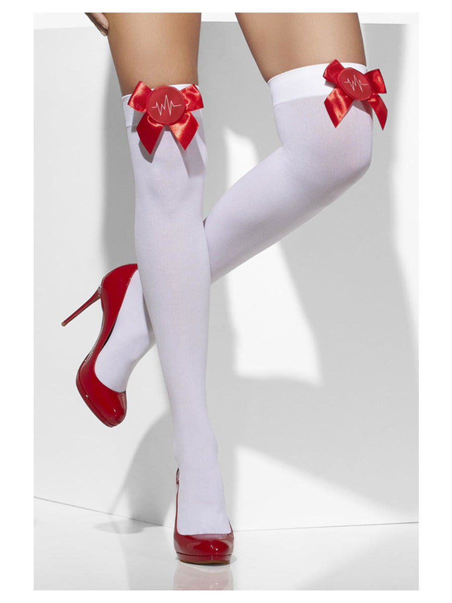 Opaque Hold-Ups, White, with Red Bows