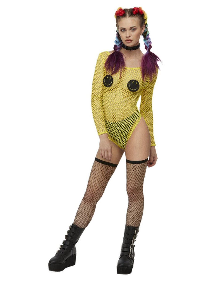 Smiley Fishnet Bodysuit Costume