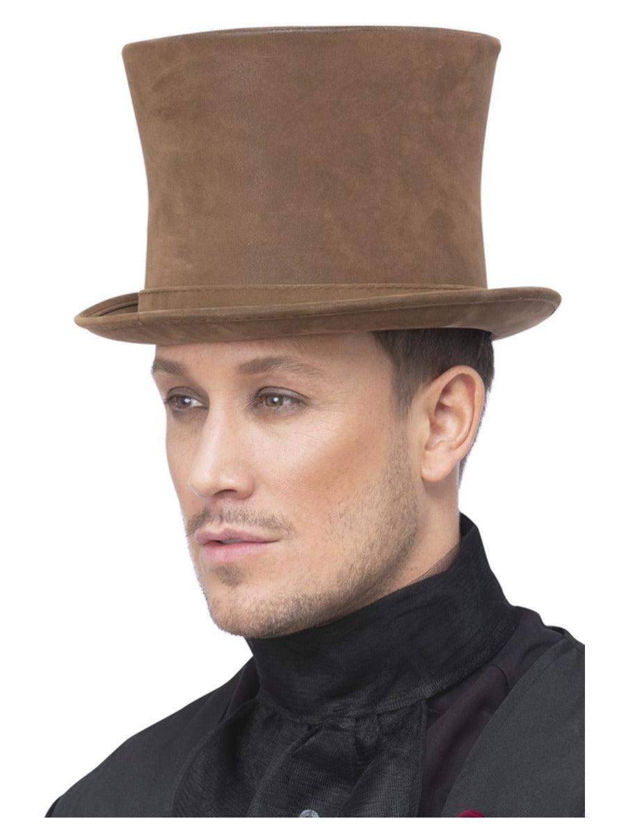 Deluxe Authentic Victorian Top Hat, Brown