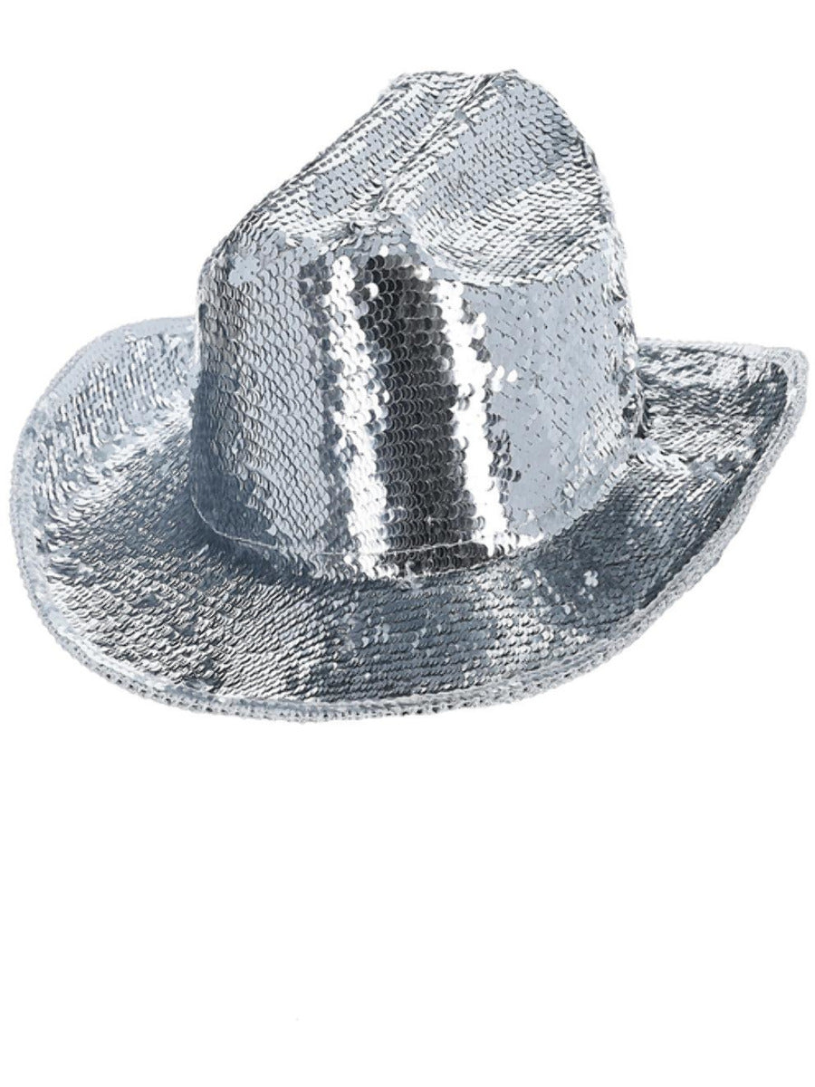 Fever Deluxe Sequin Cowboy Hat, Silver