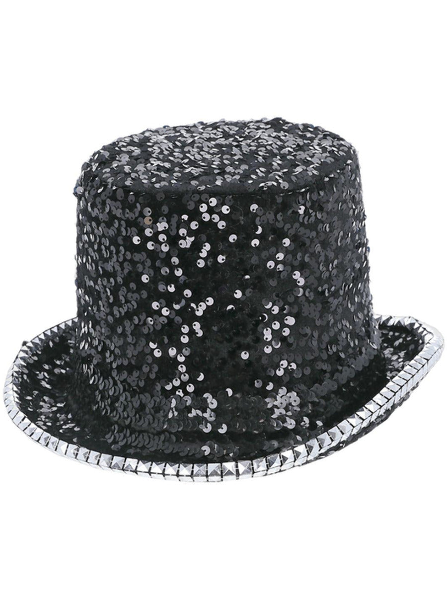 Fever Deluxe Felt & Sequin Top Hat, Black