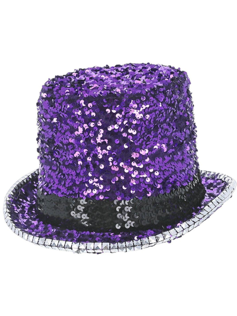 Fever Deluxe Felt & Sequin Top Hat, Purple