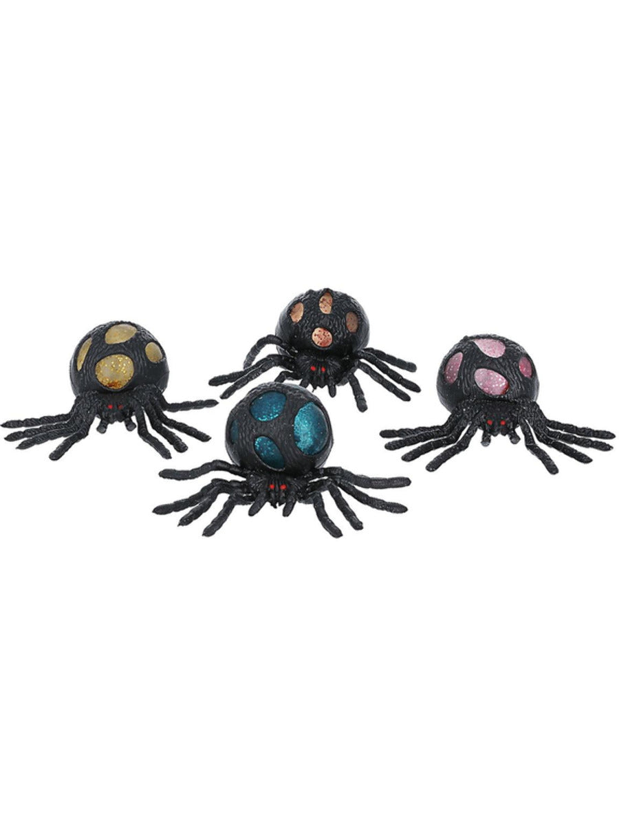 Squeezy Stretchy Glitter Spiders, 12pcs