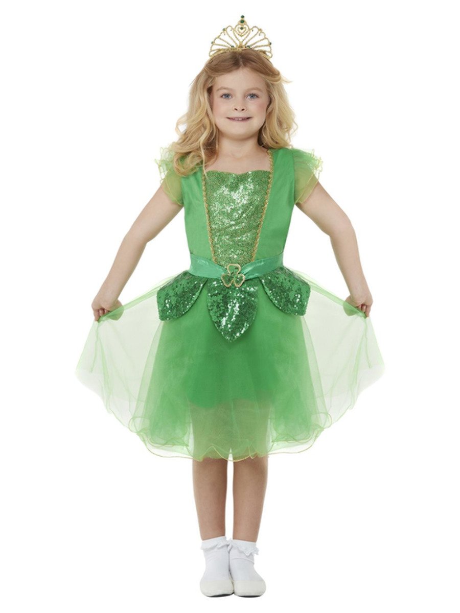 Girls Deluxe St Patrick's Day Glitter Fairy Costume Alt1