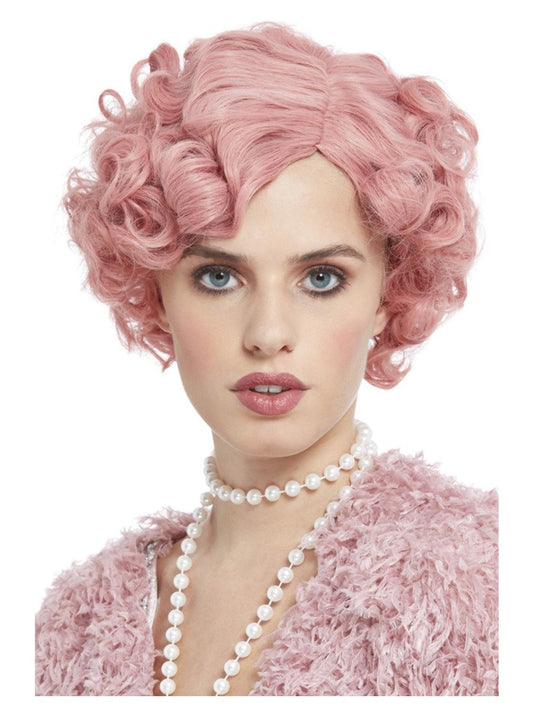 20s Flirty Flapper Wig, Pastel Pink