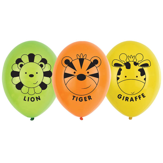 Jungle Friends Latex Balloons - 11" 6 pack