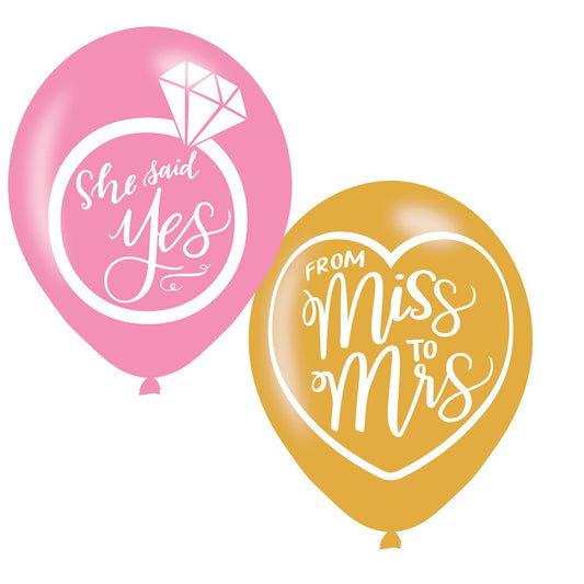 Engagement Party Balloons - 11" Pink and Gold Latex