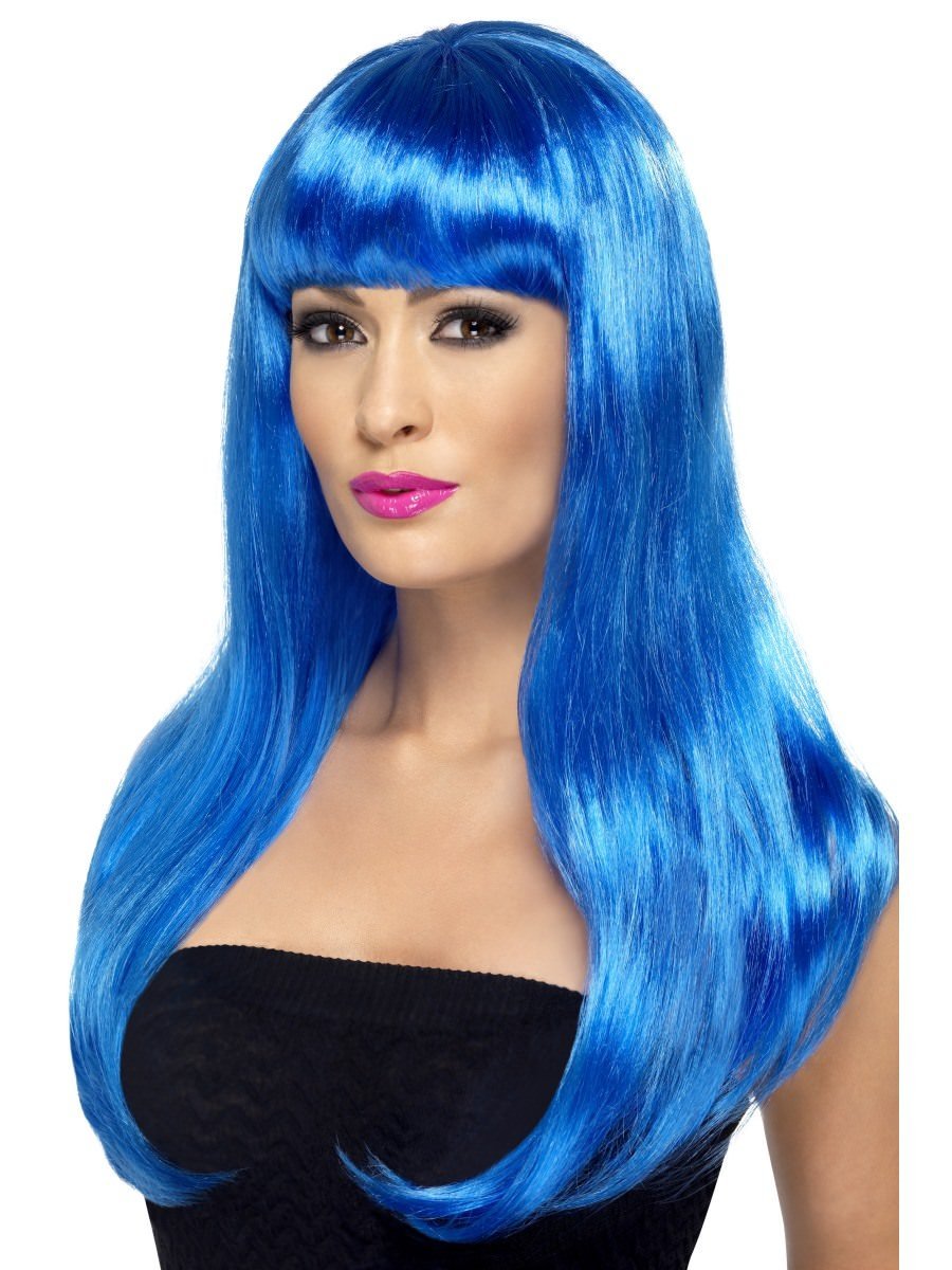 Babelicious Wig, Blue, Long, Straight with Fringe