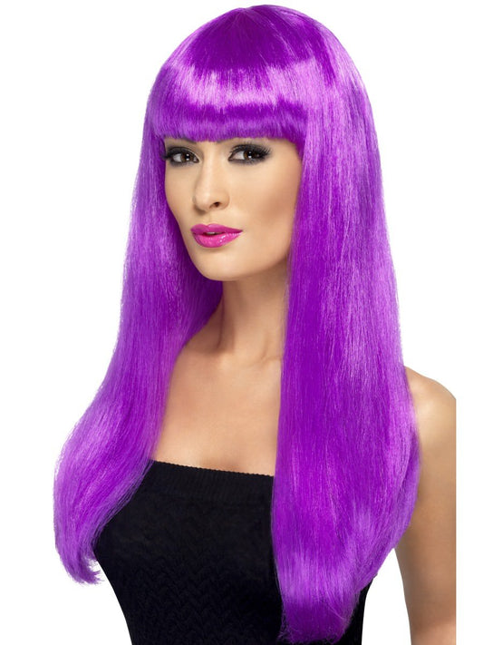 Babelicious Wig, Purple, Long, Straight with Fringe