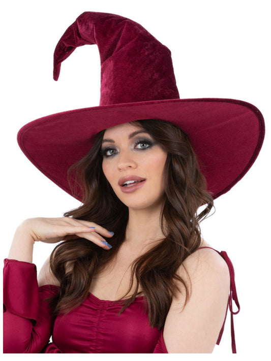 Burgundy Velour Witch Hat