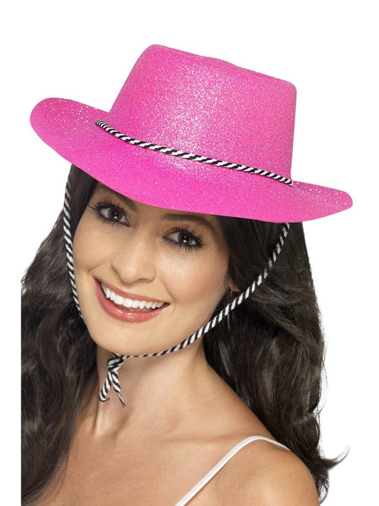 Cowboy Glitter Hat, Neon Pink