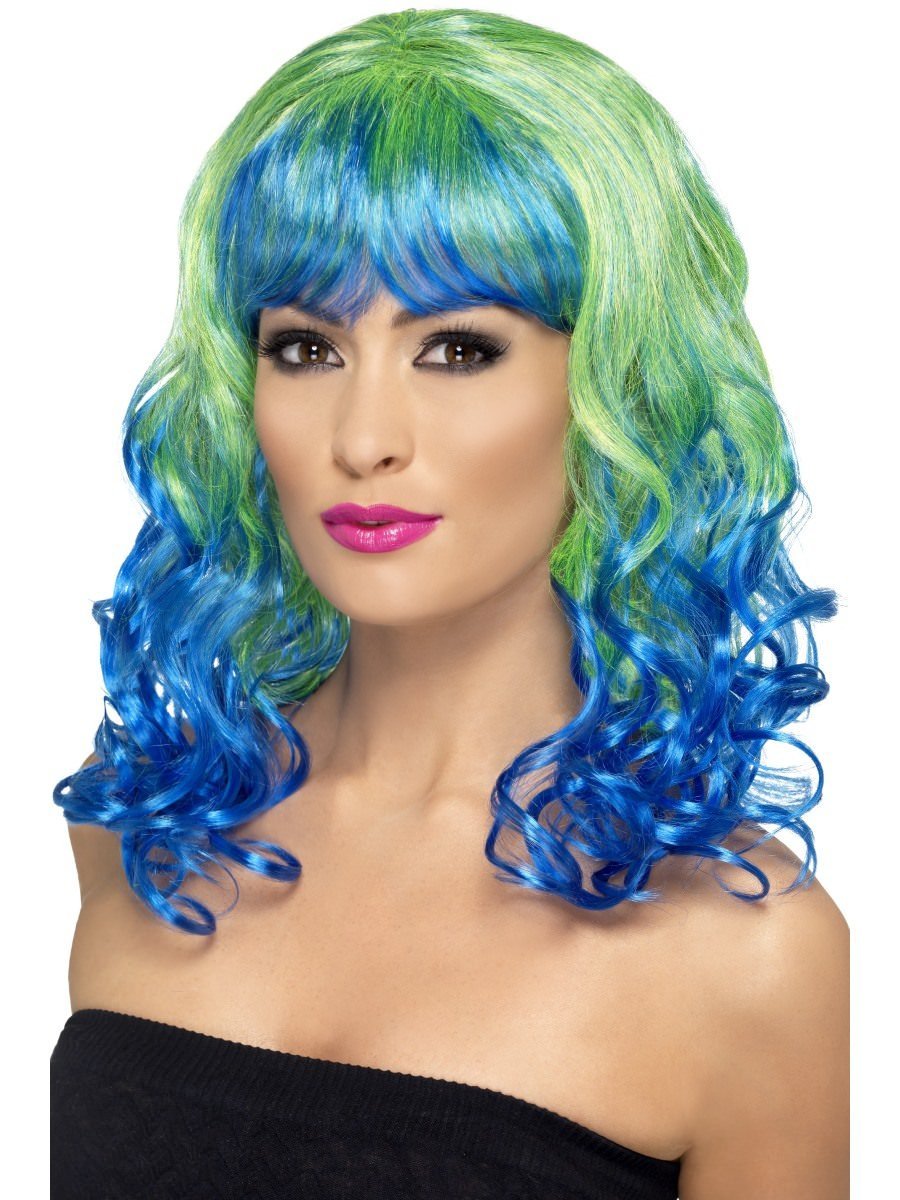 Divatastic Wig, Green & Blue