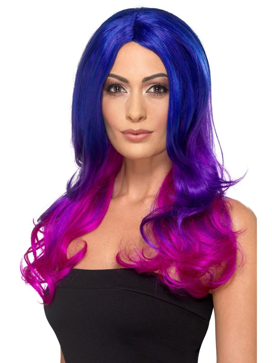Fashion Ombre Wig, Blue & Pink