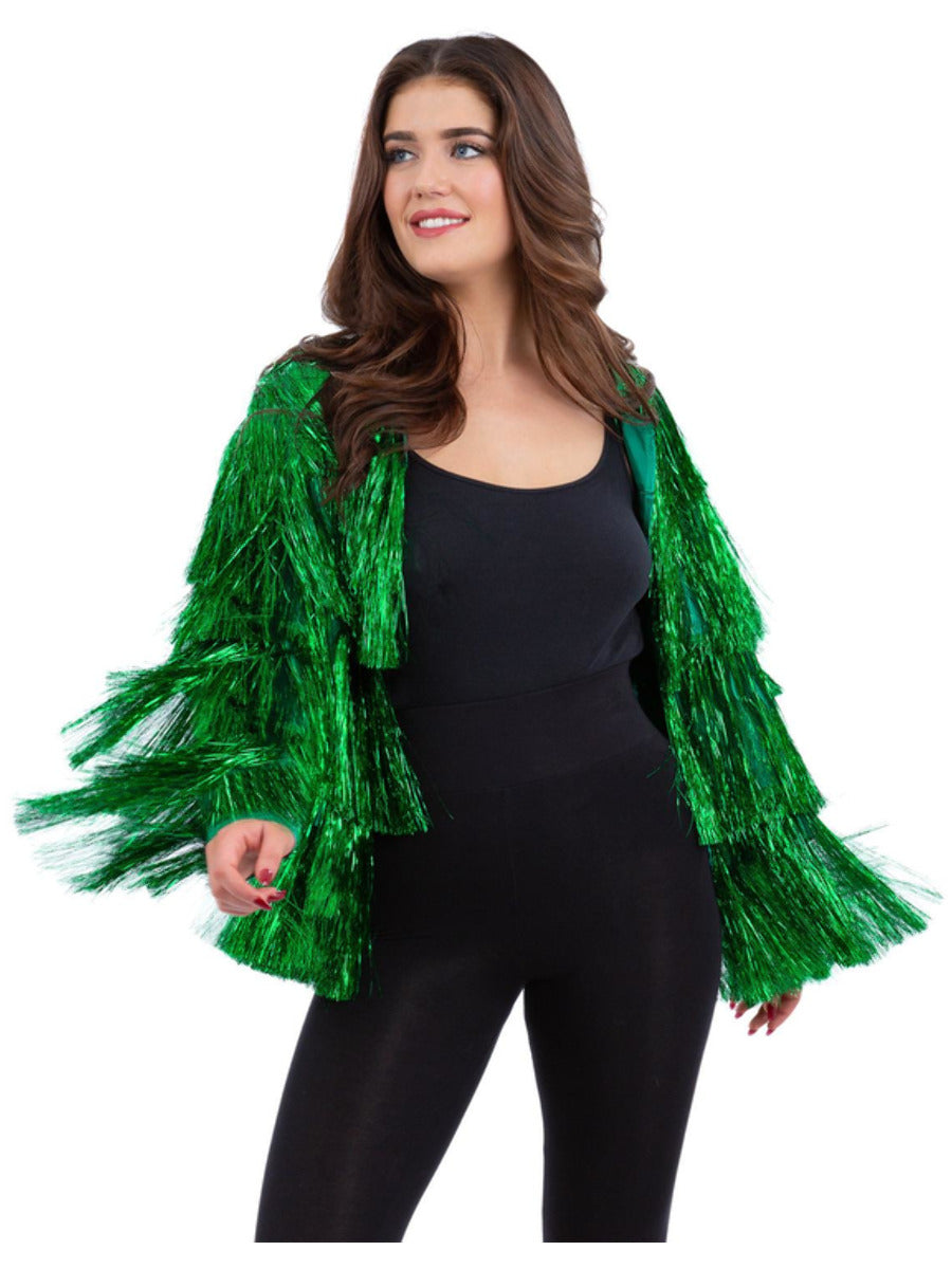 Fever Tinsel Festival Jacket, Green Smiffys
