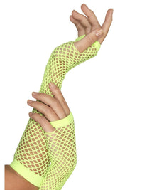 Fishnet Gloves, Neon Green, Long