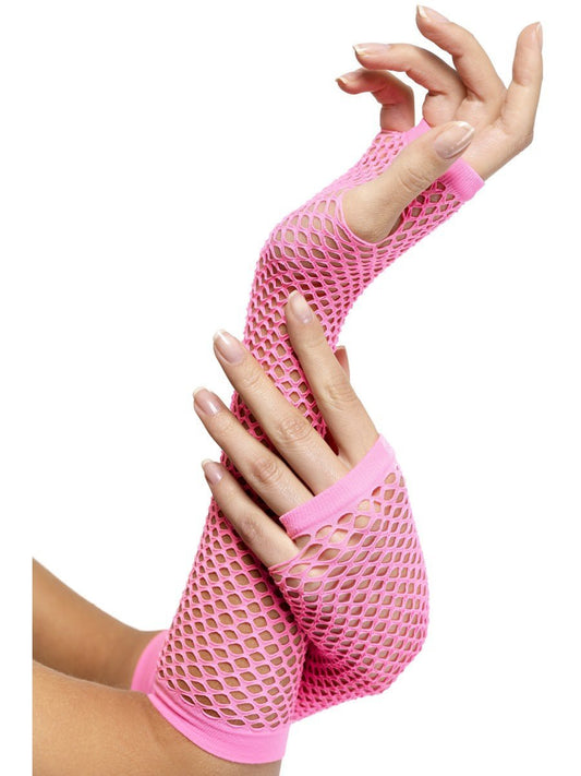 Fishnet Gloves, Pink, Long