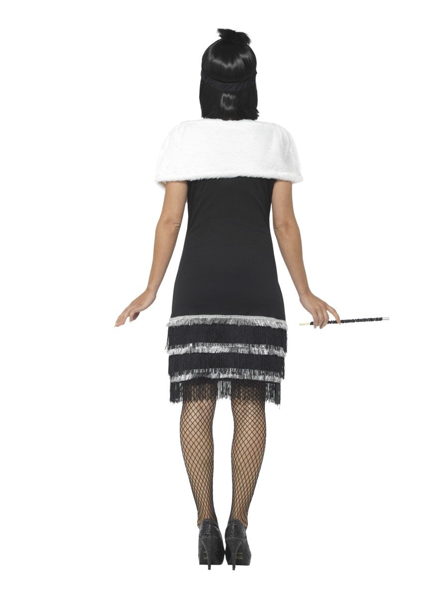 Flapper Costume, Black, with Dress & Fur Stole Alternative View 2.jpg
