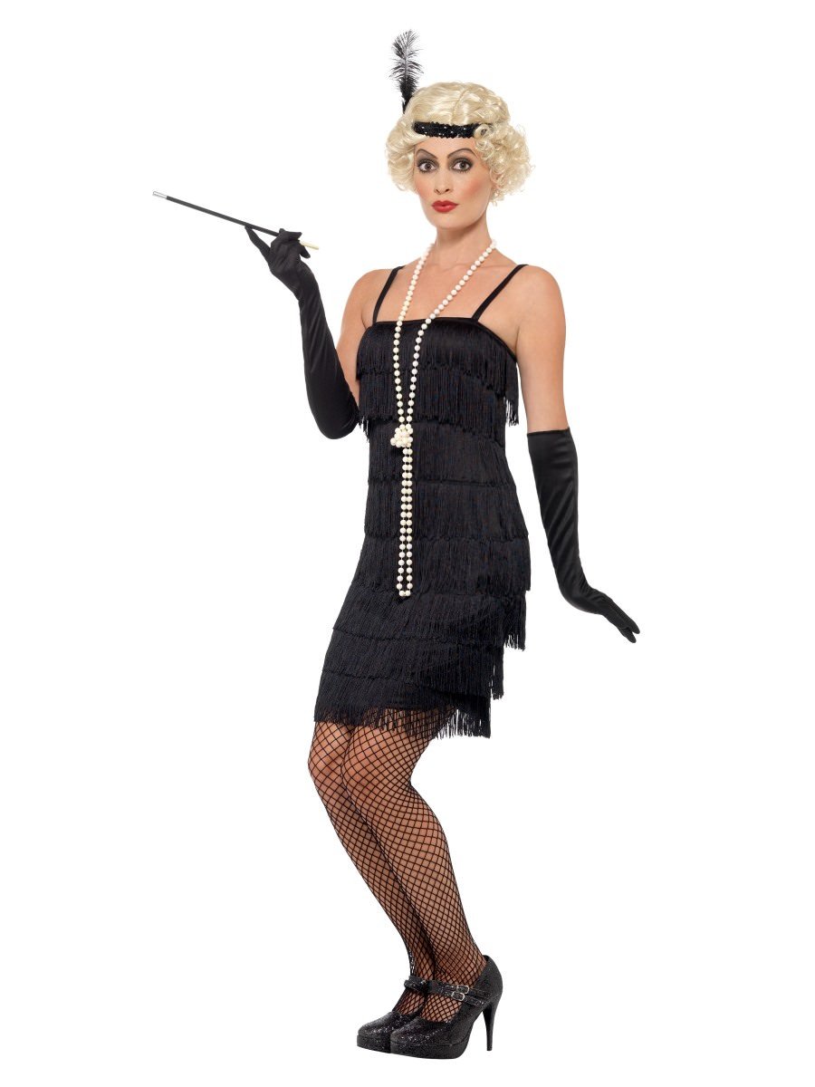 Flapper Costume, Black, with Short Dress Alternative View 3.jpg