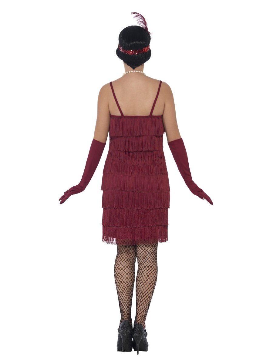 Flapper Costume, Burgundy Red, with Short Dress Alternative View 2.jpg
