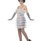 Flapper Costume, Silver, with Short Dress Alternative View 1.jpg