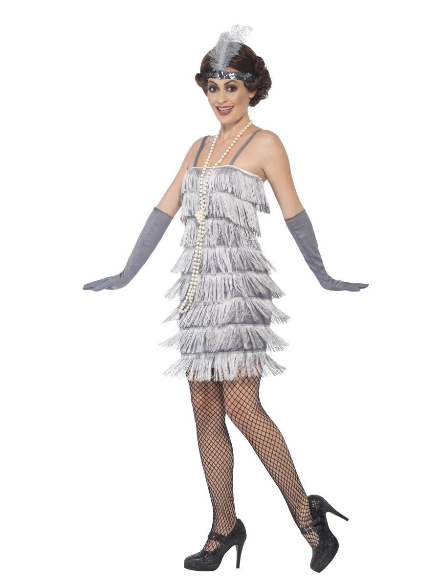Flapper Costume, Silver, with Short Dress Alternative View 1.jpg