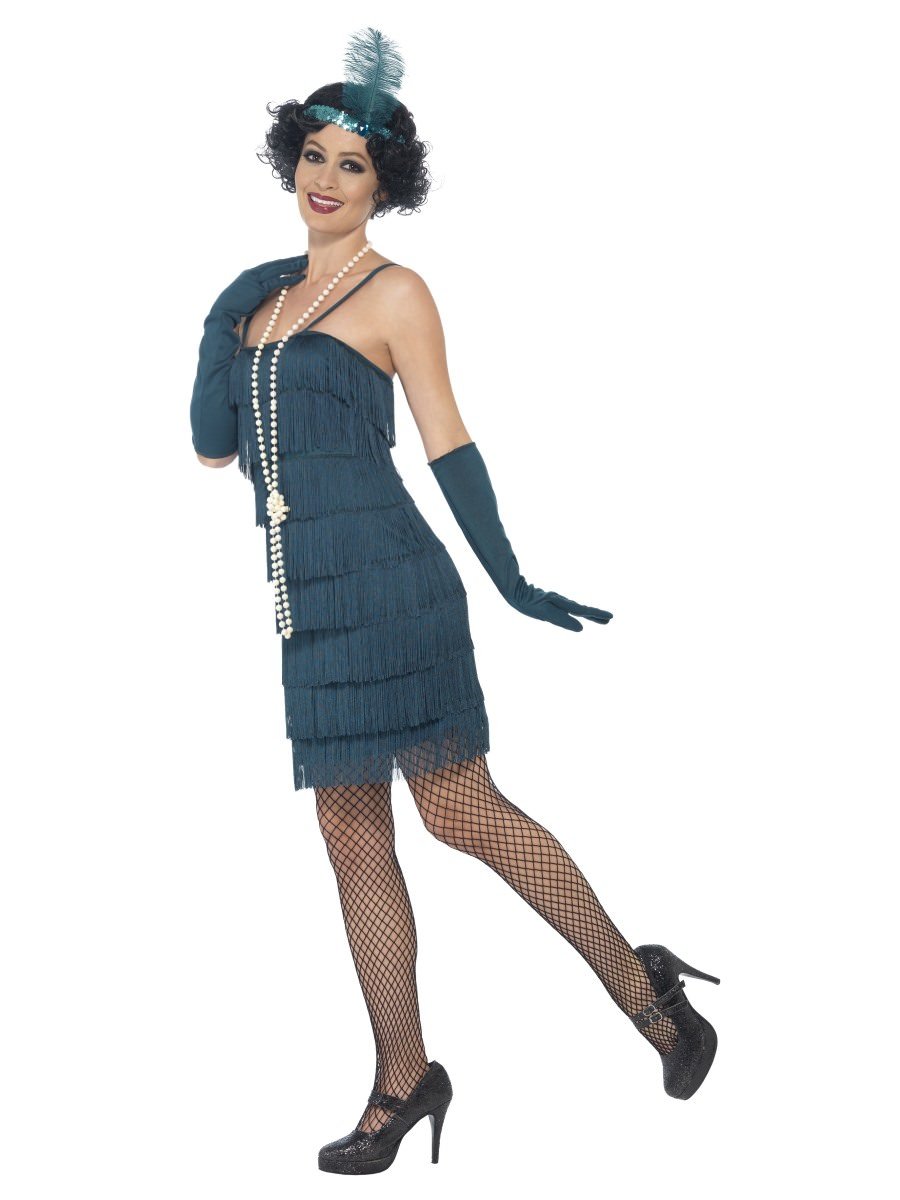 Flapper Costume, Teal Green, with Short Dress Alternative View 1.jpg